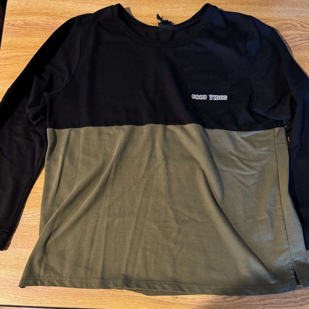 Black and Olive Long Sleeve Shirt